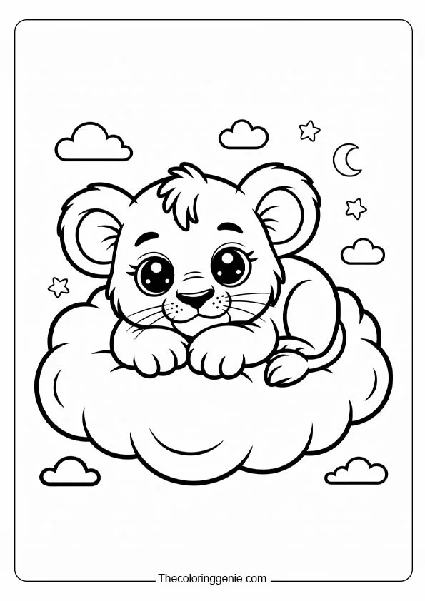 Baby lion coloring page