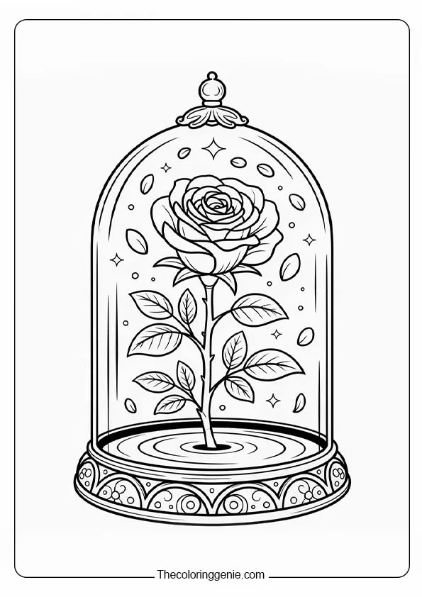 Beauty and the beast rose coloring page 34