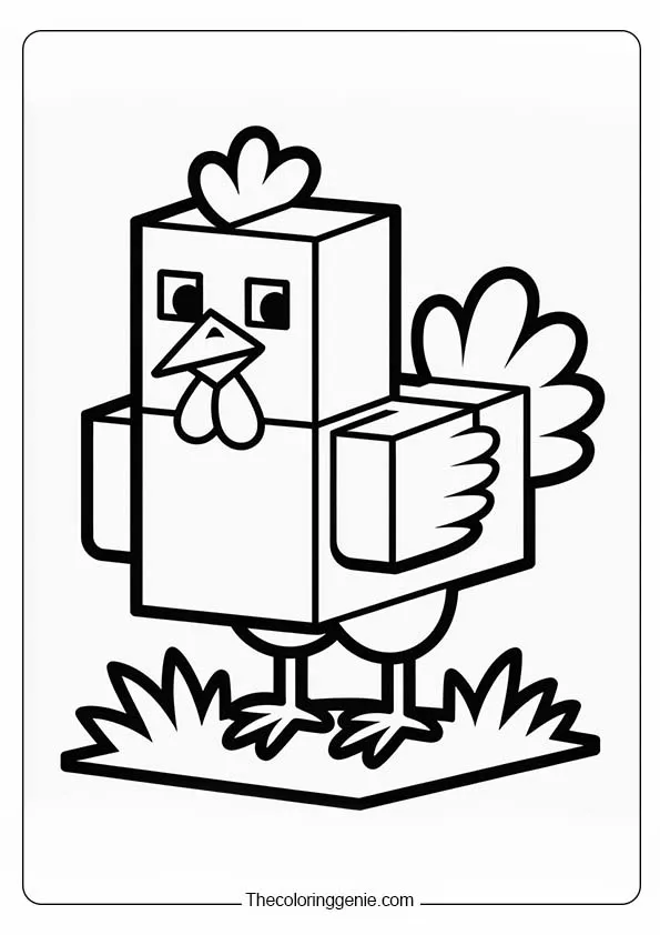 Chicken minecraft coloring page 23