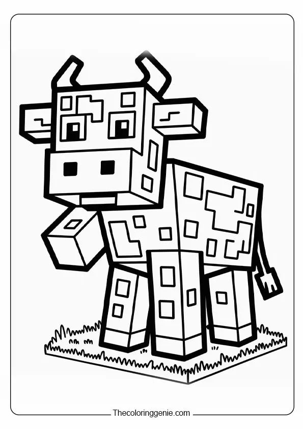 Cow minecraft coloring page 20