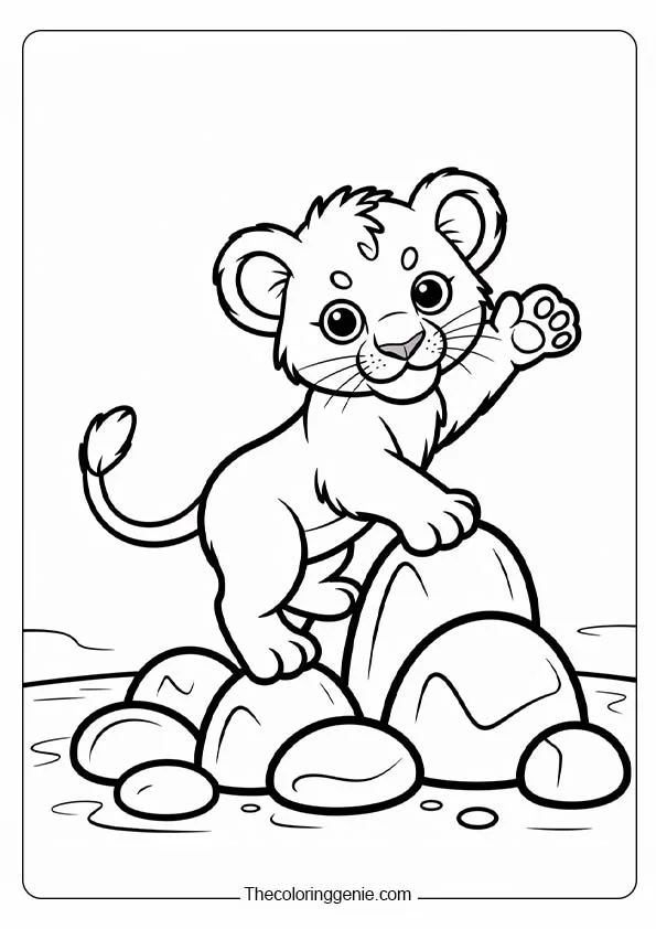 Cute baby lion coloring page
