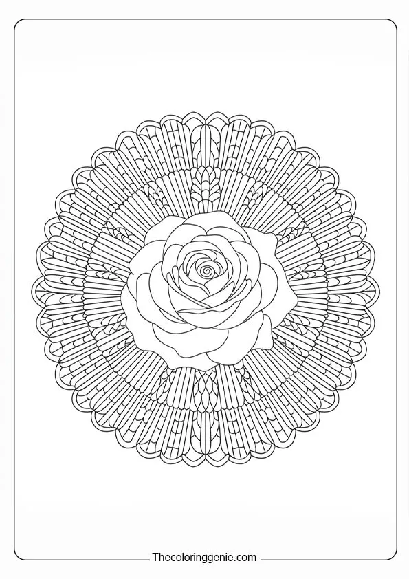 Mandala rose color page 4
