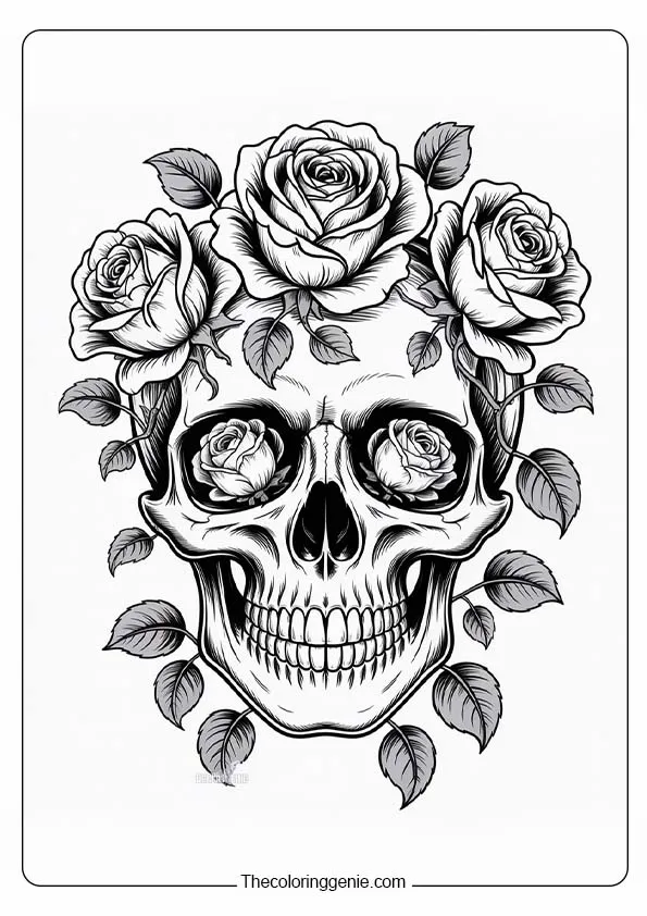 Rose skull coloring pages35