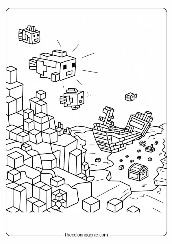 minecraft axolotl coloring page​ 11