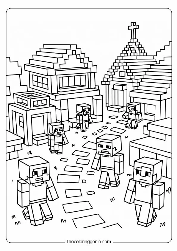 minecraft village coloring pages14