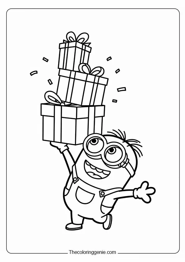 minion christmas gifts coloring pages 30