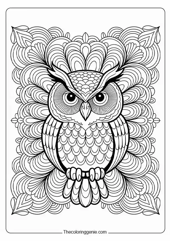 owl mandala coloring page 13