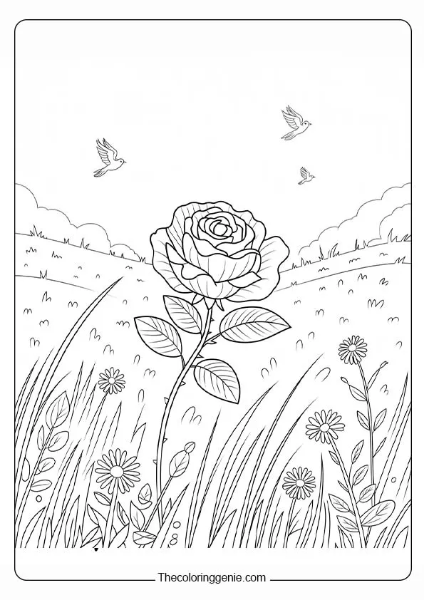 realistic rose coloring pages 7