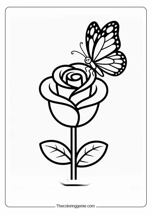 rose and butterfly coloring pages 22